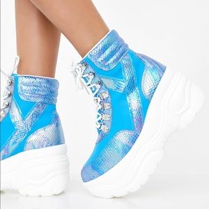 MATRIXX HI BLUE REFLECTIVE PLATFORM SNEAKERS